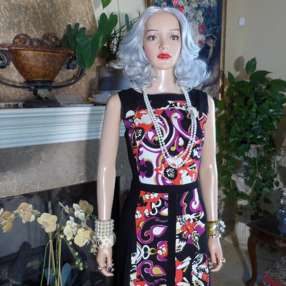 Etro Black Sheath Dress with Multicolor Floral Print Panels – IT 44 / US 8 - Picture 6 of 16